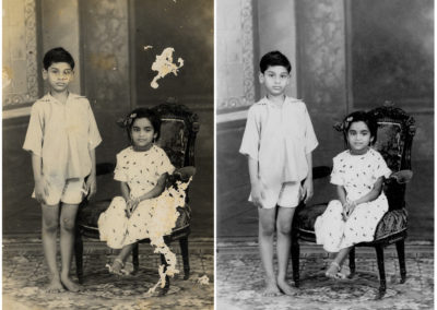 Two Children restored old photo