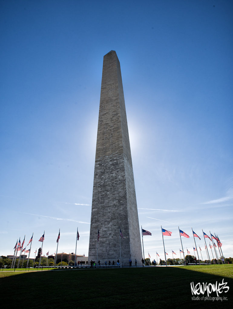 Washington Monument against a blue sky